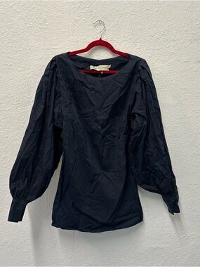 Navy Blue Puff-Sleeve Women’s Top
